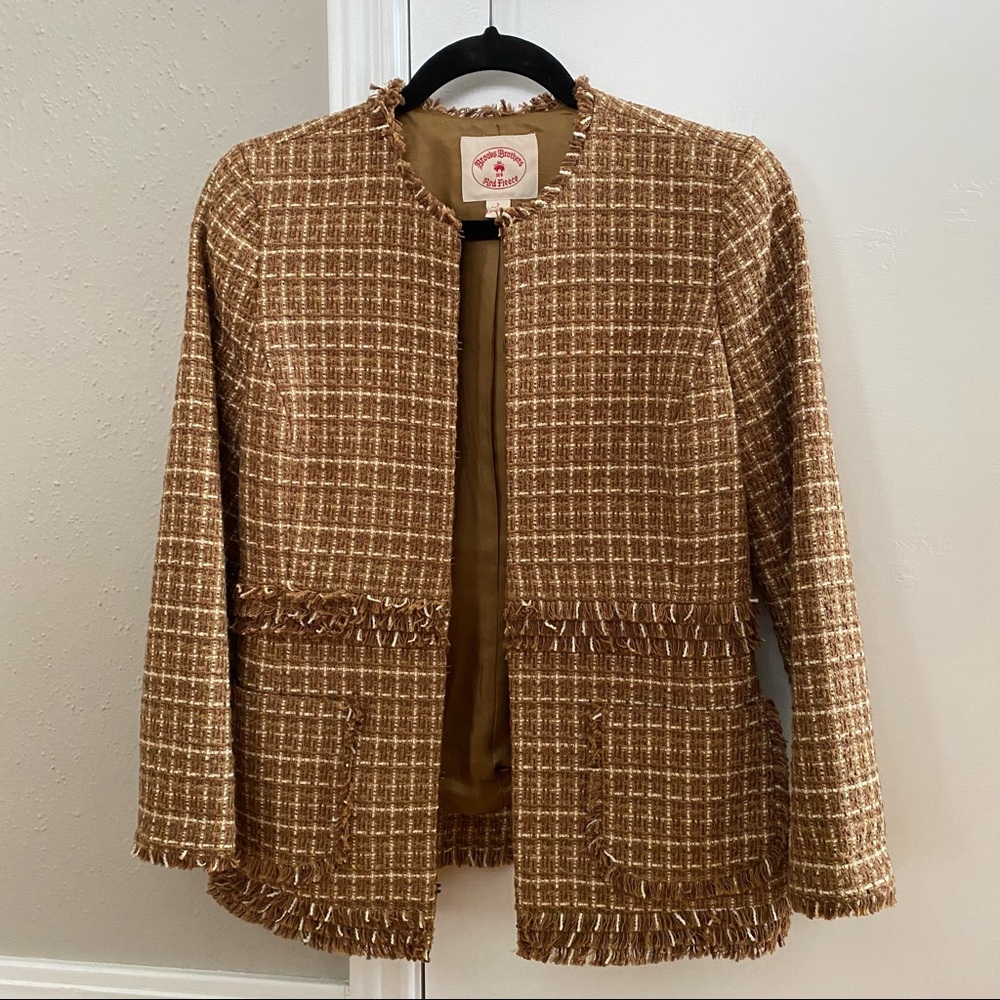 Brooks Brothers Brown Tweed Fringe Jacket